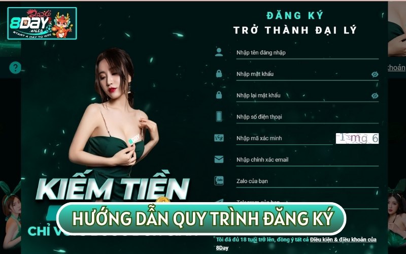 Nhập đầy đủ thông tin ĐĂNG KÝ ĐẠI LÝ 8DAY vào biểu mẫu