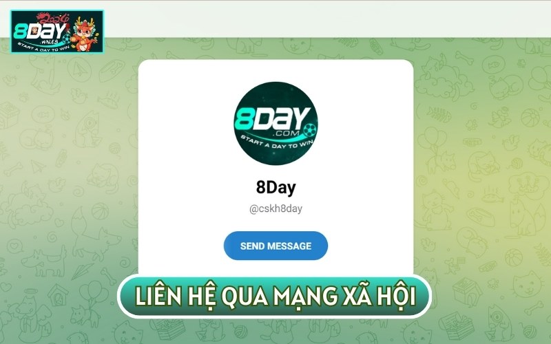 Mạng xã hội bao gồm các kênh như Facebook, Telegram và Instagram cũng được 8DAY hỗ trợ