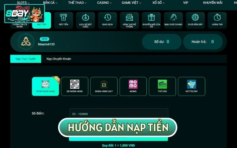 Chúng tôi hiện đang cung cấp cho người chơi 6 phương thức thanh toán